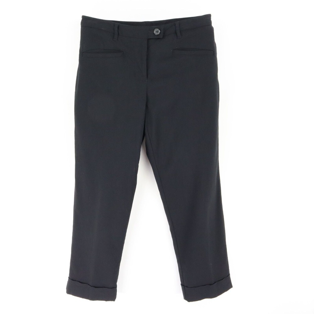 Worthington Dress Pants Womens Size 8 Black Pockets Stretch Cuffed Leg Mid Rise